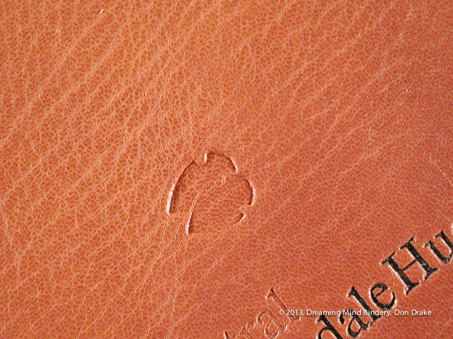 Examples of blind and foil stamping on goat leather