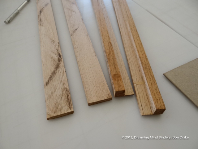 The rough cut rails for the Jaco Products coin holder box. The coin holder will rest in the rabbets and be held in place with the flat wooden strips