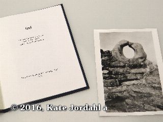 The title page and silver gelatin print included in the hard bound version of Kate Jordahl's and Don Drake's One Poem Book, End
